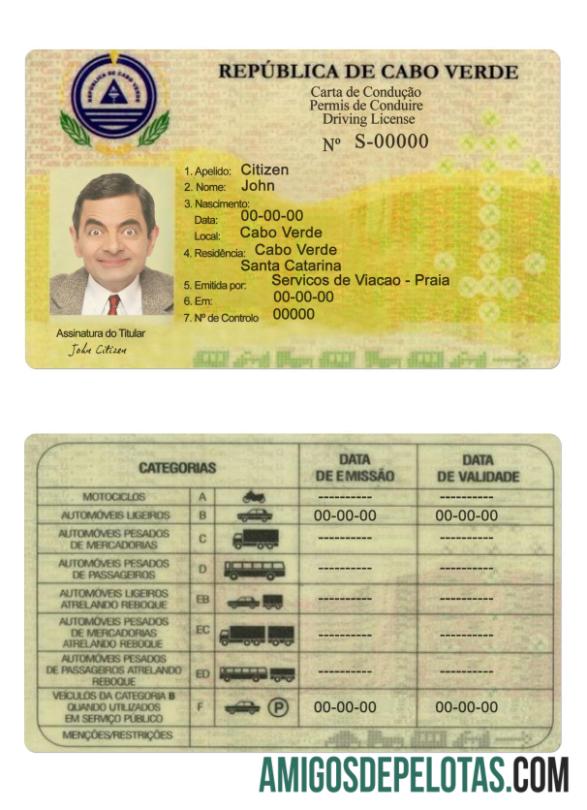 Carta de Condução de Cabo Verde amostra